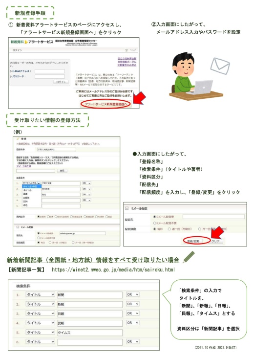 新着資料アラートサービスのちらし画像裏面