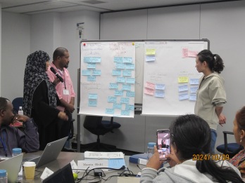 Presenting the sharing within the groups to the whole participants